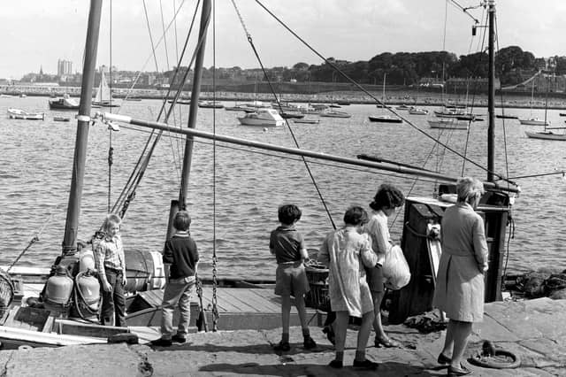 Ready to go sailing at Granton harbour Edinburgh in July 1972.