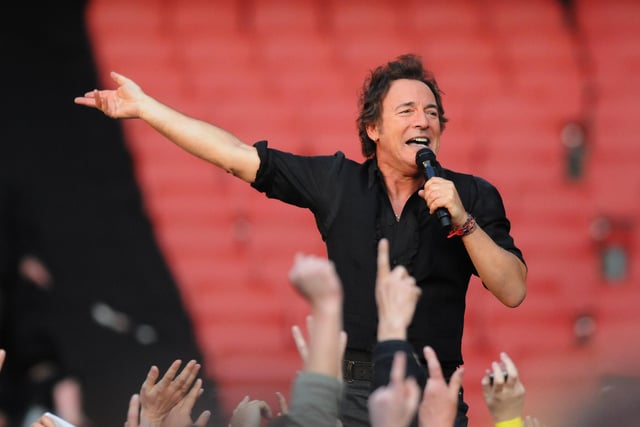 Musician Bruce Springsteen performs with the E Street Band at the first concert to be held at Emirates Stadium, during his world tour, on May 30, 2008 in London, England.  (Photo by Jim Dyson/Getty Images)