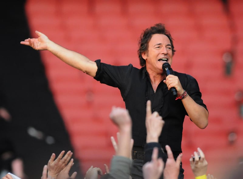 Musician Bruce Springsteen performs with the E Street Band at the first concert to be held at Emirates Stadium, during his world tour, on May 30, 2008 in London, England.  (Photo by Jim Dyson/Getty Images)