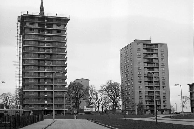 Newly-completed blocks of flats in Muirhouse in February 1964.