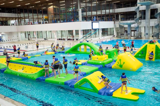 Slip, slide and splash your way through the AquaDash inflatable obstacle course at the Royal Commonwealth Pool. It’s not only fun, but a real workout for all ages.