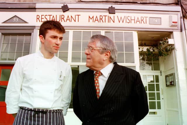 Albert Roux and ex-student Martin Wishart at Mr Wishart's restaurant in Leith in 1999  Picture: Poppy Berry