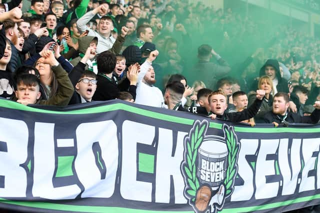 The Block Seven supporters group will be in attendance on Wednesday evening as Hibs play Molde in the Uefa Youth League first round. Picture: SNS