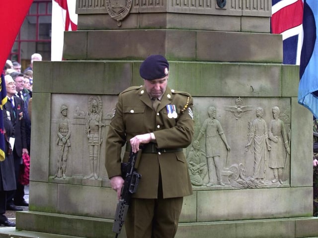 Doncaster Remembrance Service, and Parade, Bennethorpe, Doncaster where a soldier was pictured in 2002