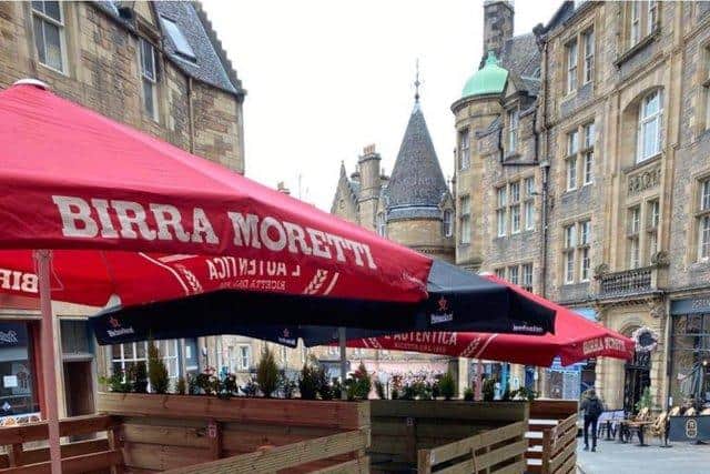The Scotsman bar's decking has been in place since April