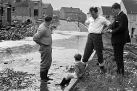 Flooding at Redhall Crescent in Longstone in September 1964 when a miniature reservoir burst its banks.