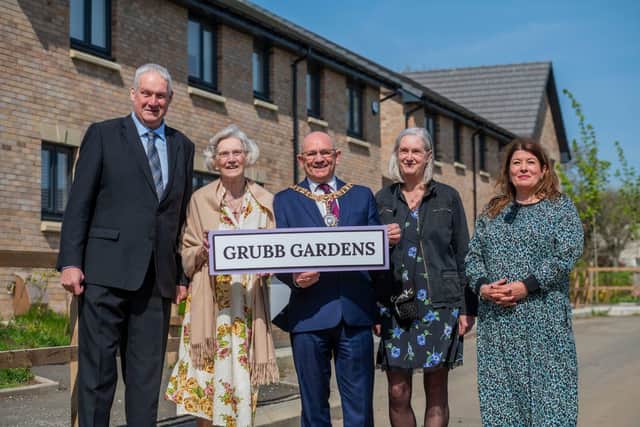 The Lord Provost, Mrs Grubb, her son Rhoderick, and daughter Mhairi and Pauline Mills, Taylor Wimpey
