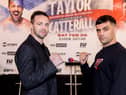 Josh Taylor (left) and Jack Catterall face off during the press conference ahead of their fight at the Ovo Hydro on February 26. (Photo by Alan Rennie / SNS Group)
