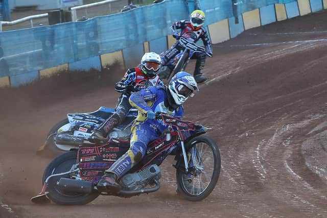 Monarchs reserve Jacob Hook leads Redcar duo Adam Roynon and Jason Edwards at Armadale Picture: Jack Cupido