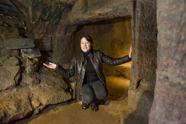 Tour guide Margaretanne Dugan at Gilmerton Cove