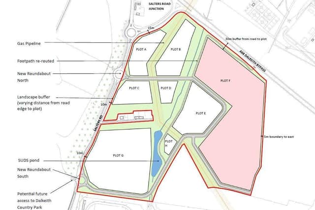 The plans for the 74-acre Salters Road site in Dalkeith.