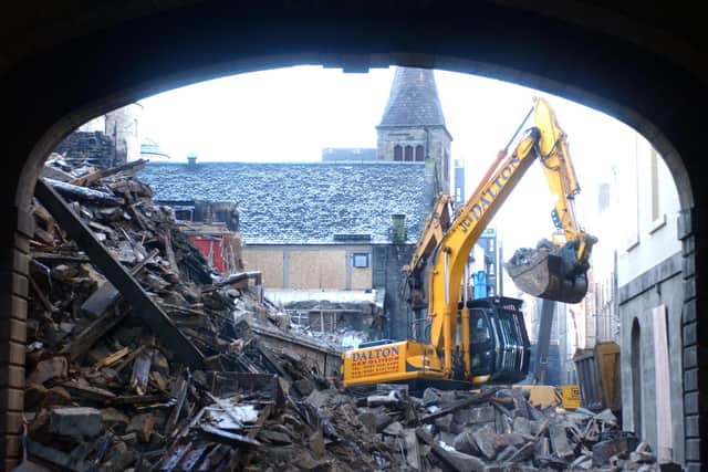 Clearing the rubble after the fire in the Cowgate.