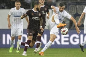 Hearts' Jorge Grant in action against FC Zurich goalscorer Blerim Dzemaili. Picture: AP