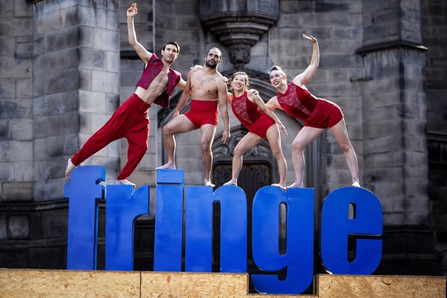 Some of the members from Australia's leading circus troupe 'Casus' celebrated the final week of the Edinburgh Fringe by performing excerpts from their acclaimed show DNA on top of the Royal Mile's 'Fringe' sign in 2019.