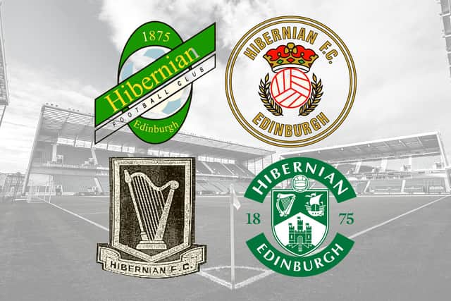The four main club crests used by Hibs since 1875