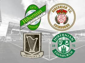 The four main club crests used by Hibs since 1875