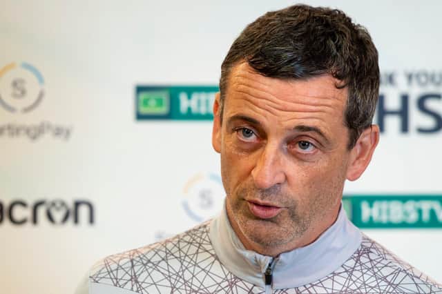 Hibs manager Jack Ross says his squad is down to the bare bones ahead of Tuesday's trip to Forfar. Photo by Ross MacDonald / SNS Group