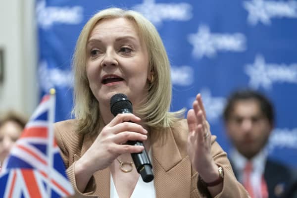 Former British Prime Minister Liz Truss speaks during the Conservative Political Action Conference at National Harbor, in Maryland