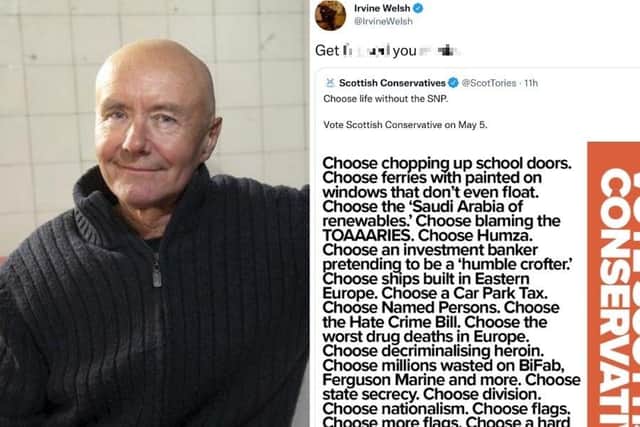 Irvine Welsh: Iconic Edinburgh author reacts to Scottish Conservatives using Trainspotting poster to attack the SNP