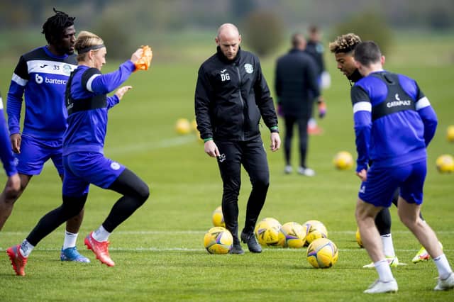 Caretaker boss David Gray takes training at HTC ahead of the trip to St Mirren