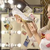 Gillian Parkhouse as Cinderella, behind the scenes at the King's panto