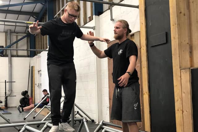 Matthew was inspired to start parkour training after he watched videos about the sport online. Now the sporty teenager can perform challenging parkour movements including vaults and swinging from bars.