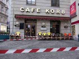 A deserted cafe in Vienna after a temporary lockdown was imposed in Austria. Photo by Thomas Kronsteiner/Getty Images