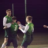 Robbie Hamilton, far left, celebrates his winner with Oscar MacIntyre (3), Murray Aiken (7), Ethan Laidlaw, and Connor Young. Picture: Maurice Dougan