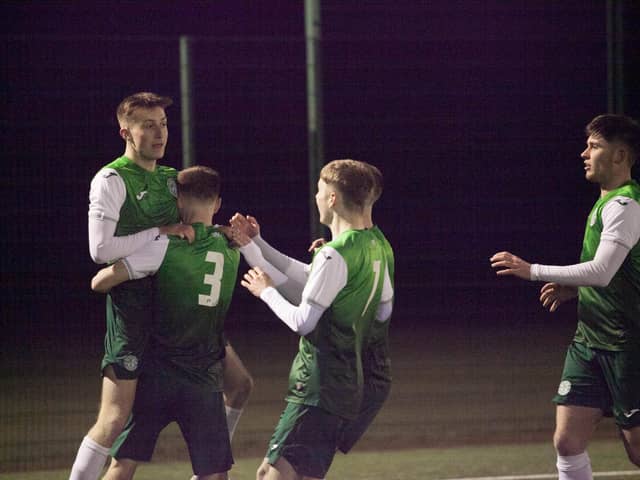 Robbie Hamilton, far left, celebrates his winner with Oscar MacIntyre (3), Murray Aiken (7), Ethan Laidlaw, and Connor Young. Picture: Maurice Dougan