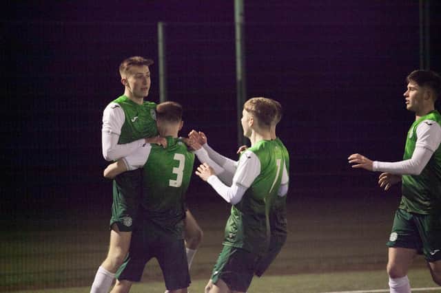 Robbie Hamilton, far left, celebrates his winner with Oscar MacIntyre (3), Murray Aiken (7), Ethan Laidlaw, and Connor Young. Picture: Maurice Dougan