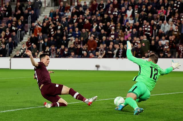 Steve Cardownie is looking forward to celebrating many more Hearts goals, like this one by Lawrence Shankland (Picture: Ian MacNicol/Getty Images)
