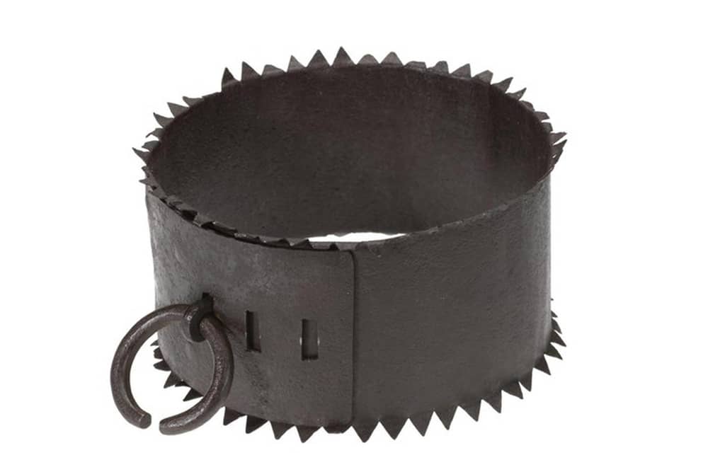A 17th Century iron collar from Fife used as an instrument of torture on those accused of witchcraft. It has been used to illustrate the case of a woman accused of being a lesbian, with the authorities later treating her as a witch.PIC: NMS.