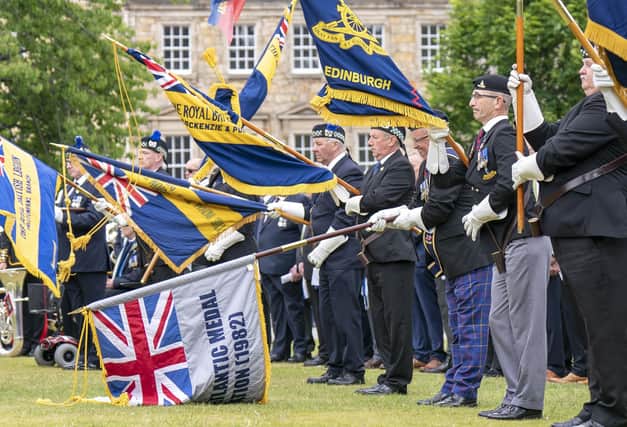 Standard Bearers, who joined military personnel, alongside Falklands veterans and members of the wider armed forces community, to remember the 40th anniversary of the end of the conflict, during a parade and service of remembrance in Edinburgh.
