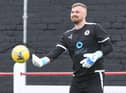 Bonnyrigg goalkeeper Mark Weir enjoyed some "good banter" with the Hibs fans in the Premier Sports Cup tie at New Dundas Park. Picture: Mark Scates / SNS