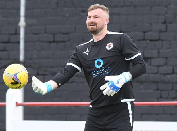 Bonnyrigg goalkeeper Mark Weir enjoyed some "good banter" with the Hibs fans in the Premier Sports Cup tie at New Dundas Park. Picture: Mark Scates / SNS