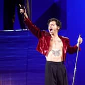 Harry Styles, who plays two gigs at BT Murrayfield Stadium this weekend, performing during the Brit Awards 2023 at the O2 Arena in London.