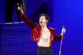 Harry Styles, who plays two gigs at BT Murrayfield Stadium this weekend, performing during the Brit Awards 2023 at the O2 Arena in London.