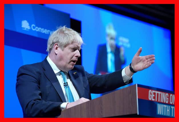 Prime Minister Boris Johnson speaking at the Conservative Party Spring Forum at Winter Gardens, Blackpool. Picture: Peter Byrne/PA Wire