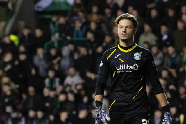 Kevin Dabrowski made his Hibs debut against Hearts after five years at the club