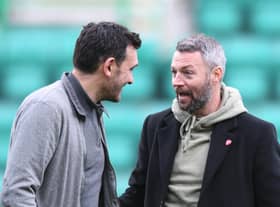 Ivan Sproule, pictured with fellow former Hibee Ian Murray, paid tribute to Tony Mowbray