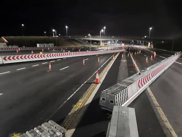 The new automated barriers deployed to the south of the Queensferry Crossing.  (pic: BEAR Scotland)