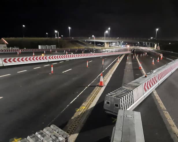 The new automated barriers deployed to the south of the Queensferry Crossing.  (pic: BEAR Scotland)