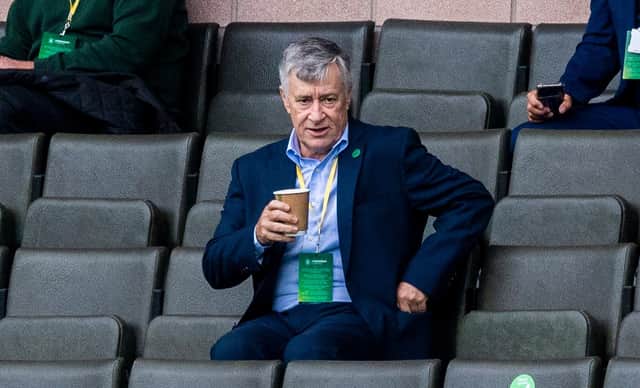 Hibs chairman Ron Gordon was one of the few in attendance at Easter Road.