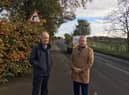 Sandy Hogg , left, with local councillor Damian Doran-Timson at Coxydene. (photo: Stuart Sommerville)
