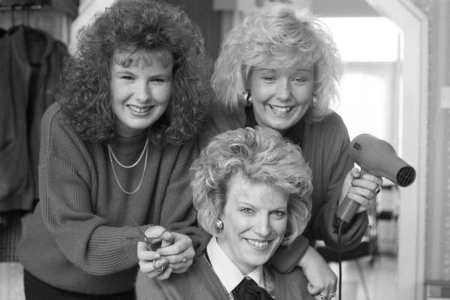 These hairdressers - Alison Bird (seated) with Samantha Green (left) and Gaynor Robson - were working in Sunderland District General Hospital in March 1990. Did you work with them?