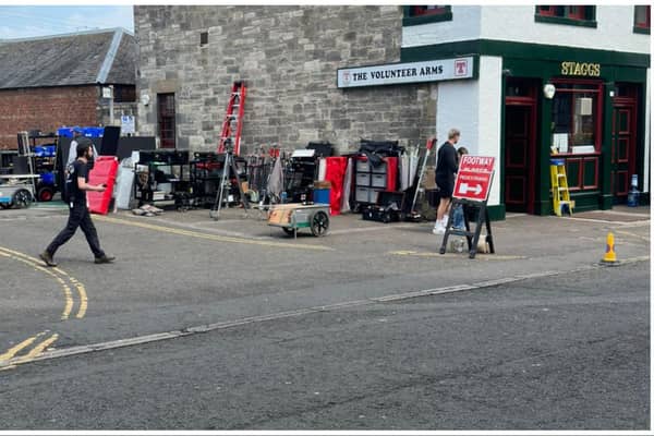 Filming for Netflix series Department Q waa taking place at The Volunteer Arms (aka Staggs bar), in Musselburgh on Tuesday. Photo: Shaker T
