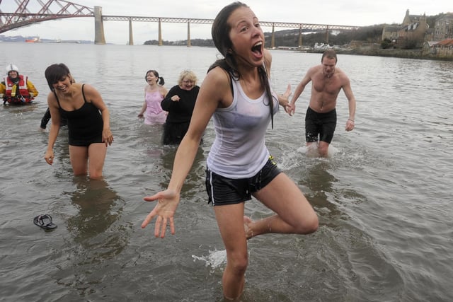 It looks like these Loony Dookers found the water a little chilly when they went for their dip at South Queensferry on New Year's Day in 2010.