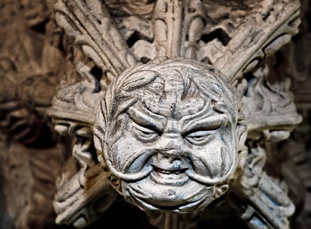 One of the carvings at Rosslyn Chapel