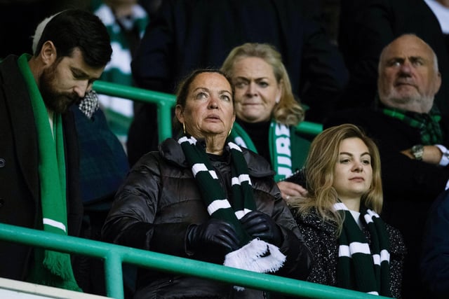Kit Gordon, wife of the late Hibs chairman Ron Gordon, at Easter Road with her family