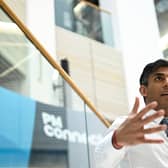Rishi Sunak, pictured taking questions at Teesside University in Darlington yesterday (Picture: Oli Scarff/WPA pool/Getty Images)